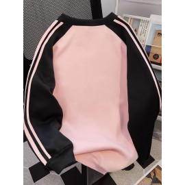 Sanrio Women's New American Trendy Hello Kitty Spider Web Print Long Sleeve Round Neck Loose Fit Casual Fashionable Color Block Top