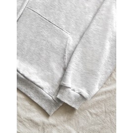 Women'S Casual Hoodie with Bow & Floral Design - Oversized Long Sleeve Pullover, Light Gray with Pink Accents, Easy to Match with, Spring/Summer/Fall Style, Autumn Casual Wear | Casual Style Hoodie | Construction, Essential Hoodie