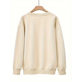 Women'S Casual Crew Neck Sweatshirt with Cat & Book Quote, 100% Polyester Knit Fabric, Animal Pattern, All-Season Lightweight 260gsm - Fall & Spring Fashion Top